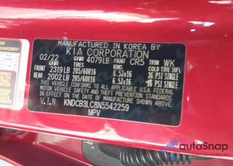 2022 Kia Niro Lx из США, поврежденный, VIN KNDCB3LC8N5542259